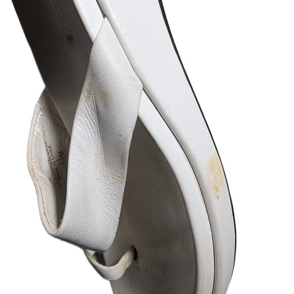 Vtg Y2K Nine West White Leather Toe Loop Low Wedge Summer Slide Sandals Sz 5.5 - Picture 6 of 10